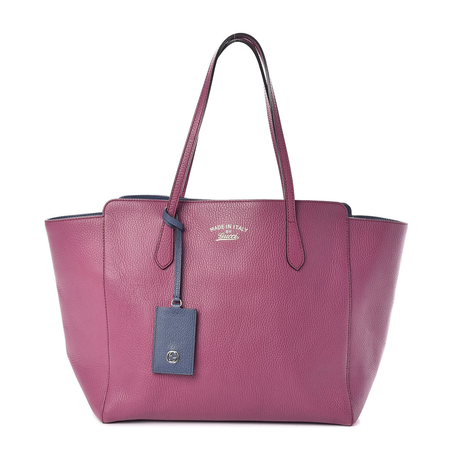 Dollar Calfskin Medium Swing Tote Peonia Flower Washed Blue