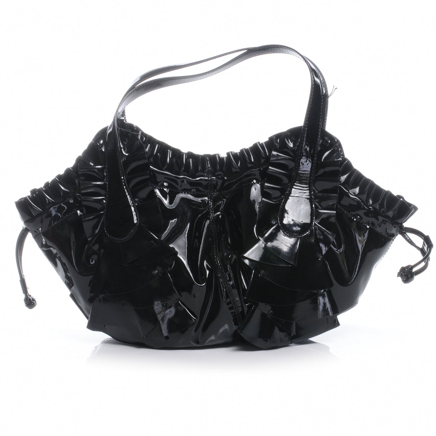 Patent Ruffle Idylle Bag Black