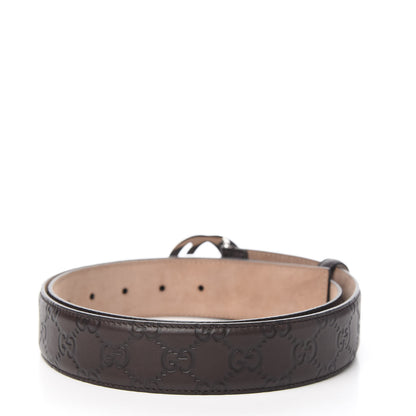 Gucci Soft Guccissima Margaux Calfskin Nickel Interlocking G 37mm Belt 105 42 Chocolate 2 of 4