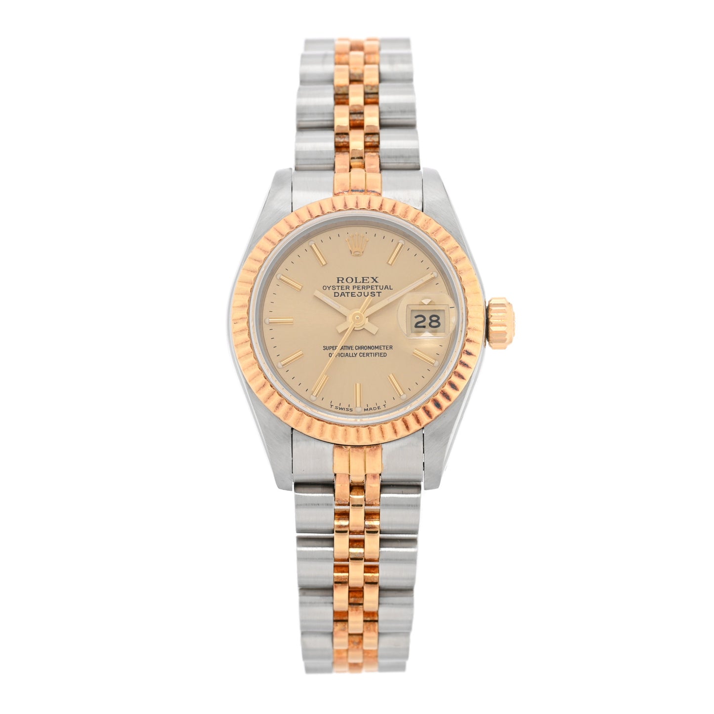 Stainless Steel 18K Yellow Gold 26mm Oyster Perpetual Datejust Watch Champagne 69173