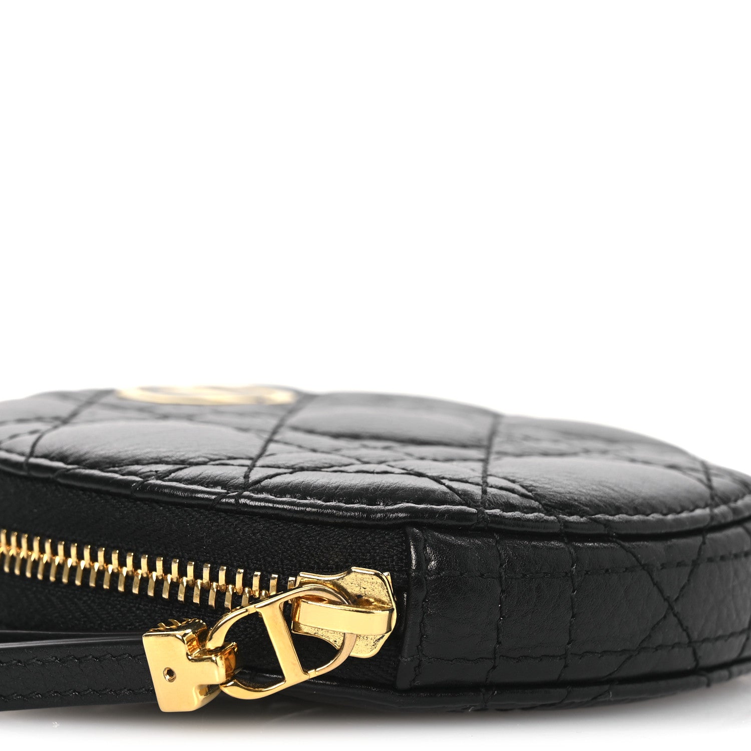 Christian Dior Calfskin Cannage Round Caro Pouch Black 9 of 10