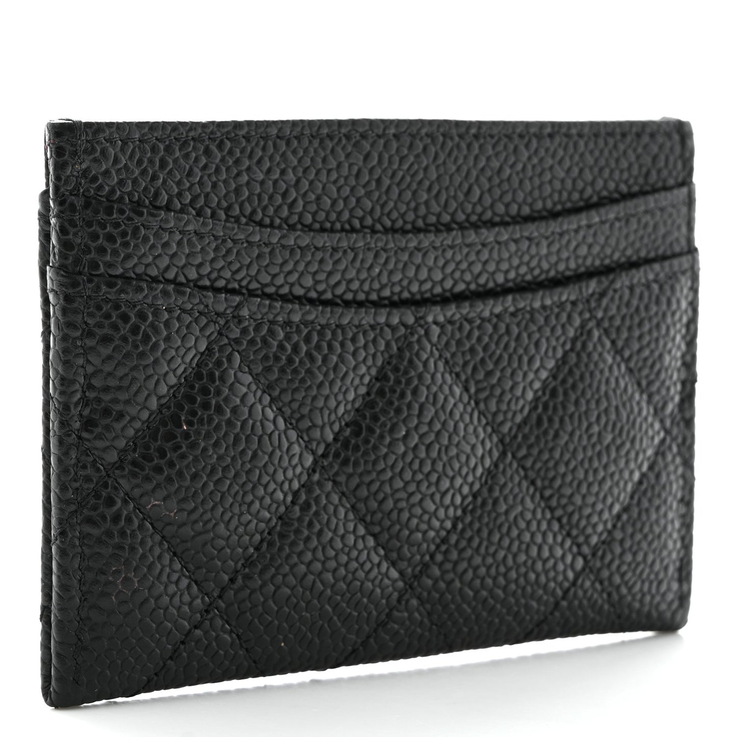 Caviar Quilted Card Holder Black