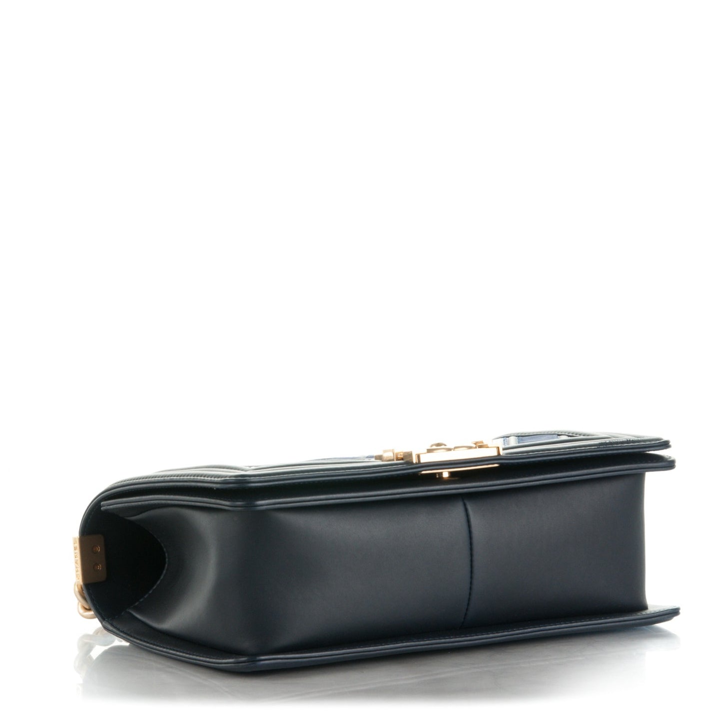 Caviar Suede Calfskin Chevron Medium Boy Flap Navy