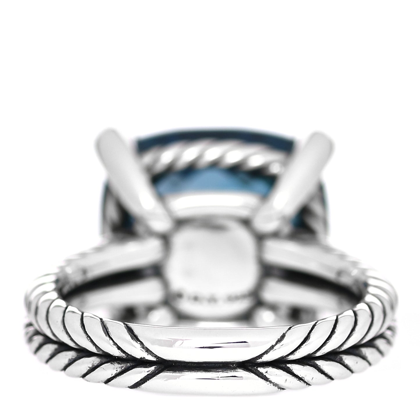 Sterling Silver Diamond Hampton Blue Topaz 14mm Chatelaine Ring 54 7