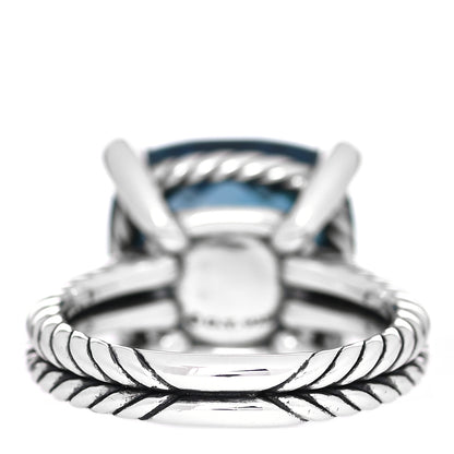 David Yurman Sterling Silver Diamond Hampton Blue Topaz 14mm Chatelaine Ring 54 7 4 of 5