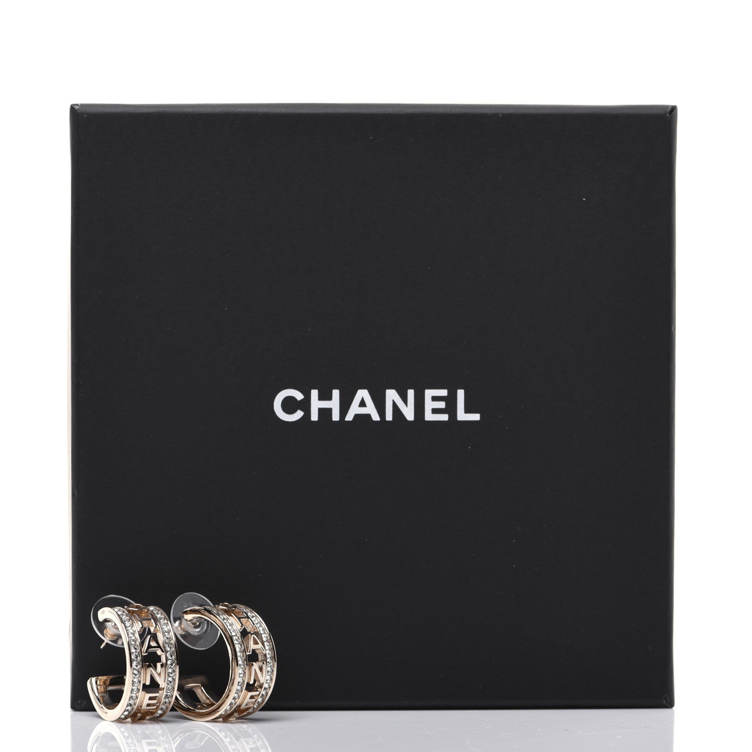 Chanel Metal Crystal Bow-tiful CC Hoop Earrings Gold 7 of 7