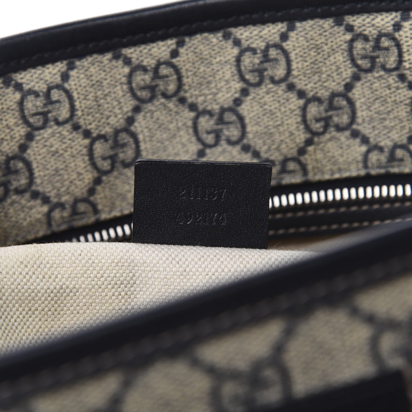 GG Supreme Monogram Medium Zippered Shopping Tote Dark Brown