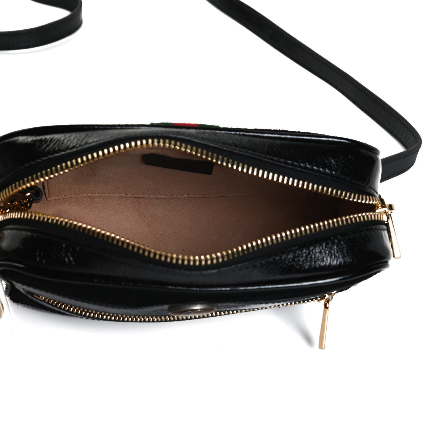 Suede Patent Web Mini Ophidia Shoulder Bag Black