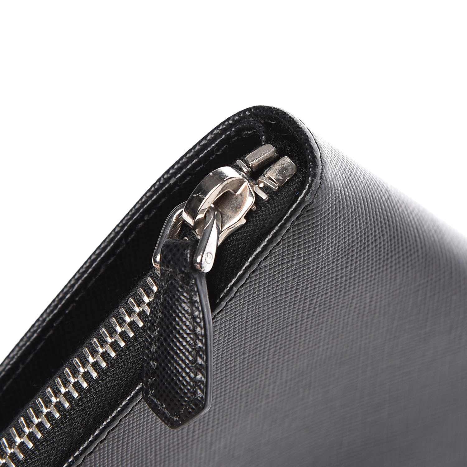 Prada Saffiano Metal Compact Zip Around Wallet Black 11 of 12