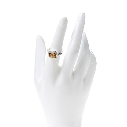 David Yurman Sterling Silver Diamond Citrine 10mm Noblesse Ring 53 6.5 2 of 4