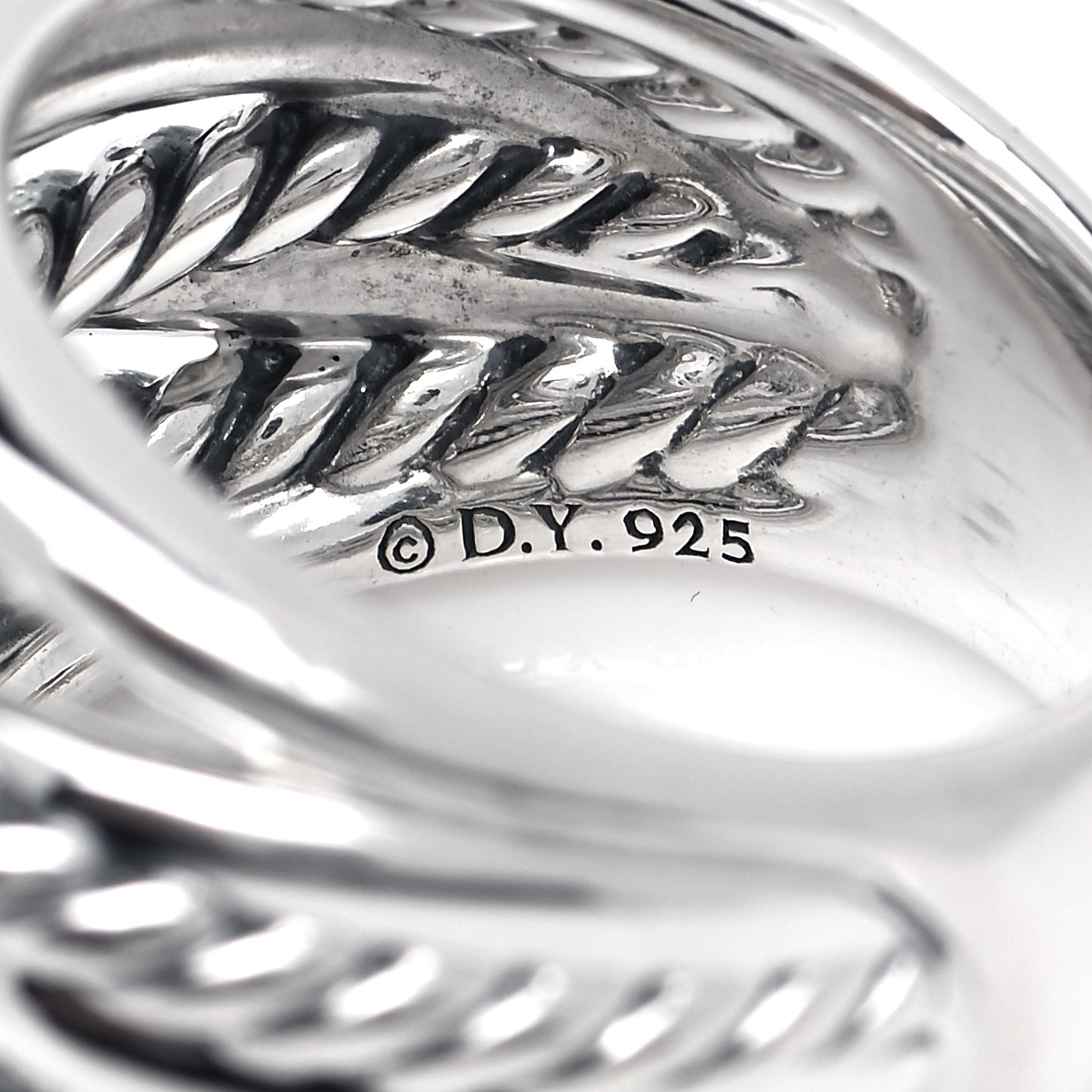 Sterling Silver 18mm Wide Crossover Cable Ring 54 7