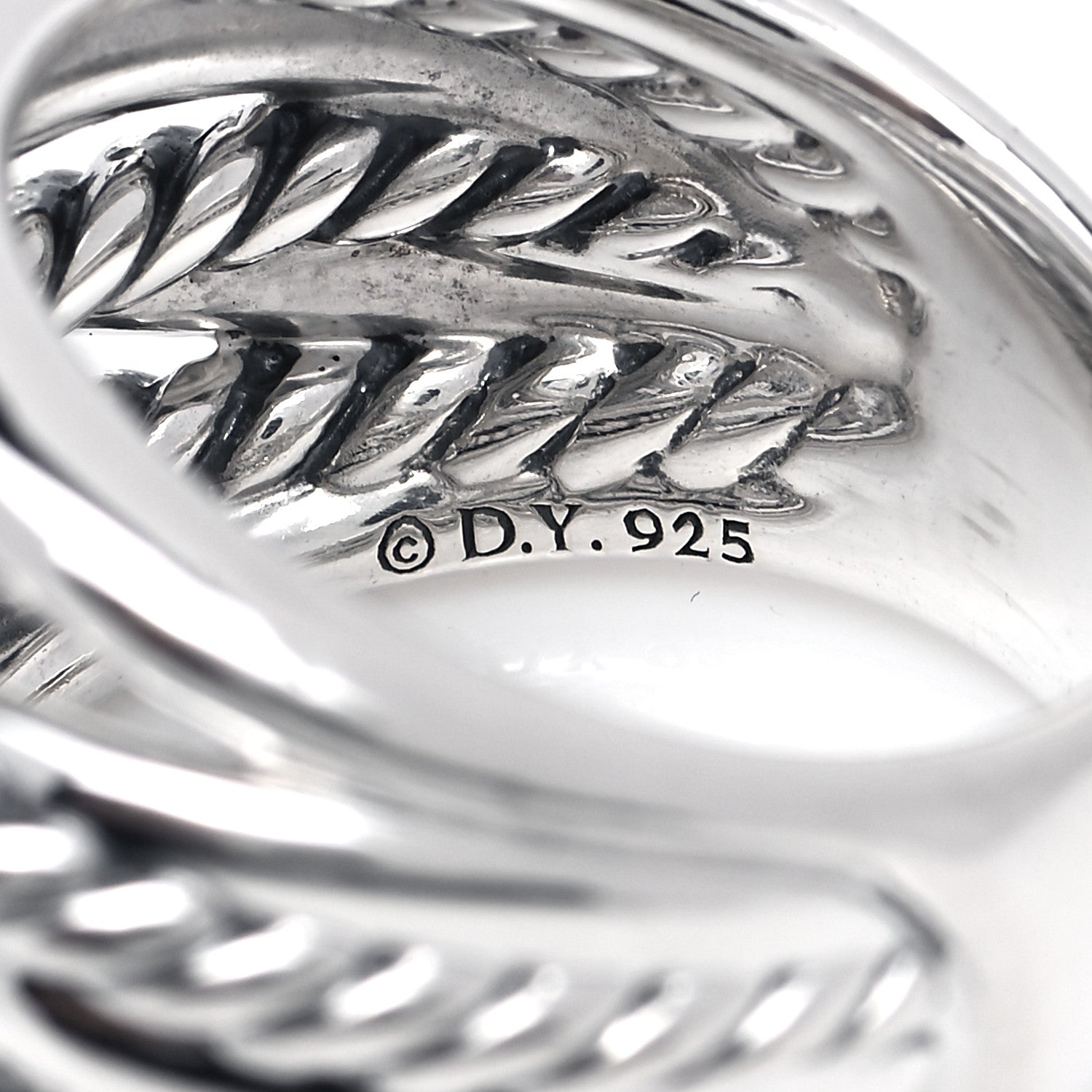 David Yurman Sterling Silver 18mm Wide Crossover Cable Ring 54 7 4 of 4