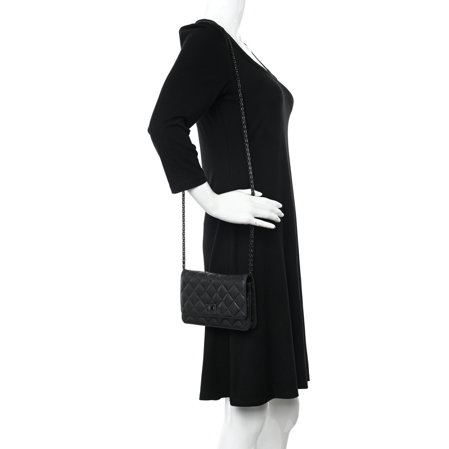 Chanel Aged Calfskin Quilted Reissue Wallet On Chain WOC So Black 2 of 10