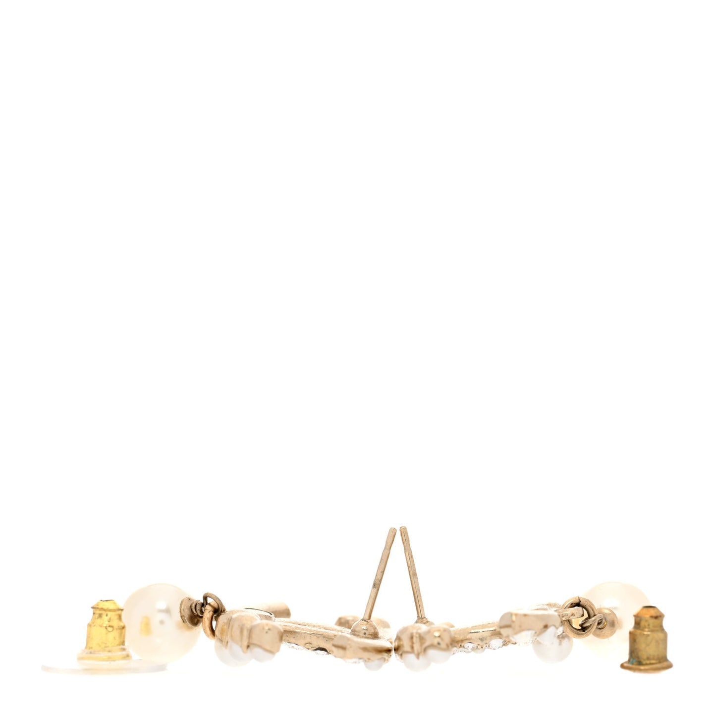 Crystal Pearl CC Drop Earrings Gold Pearly White