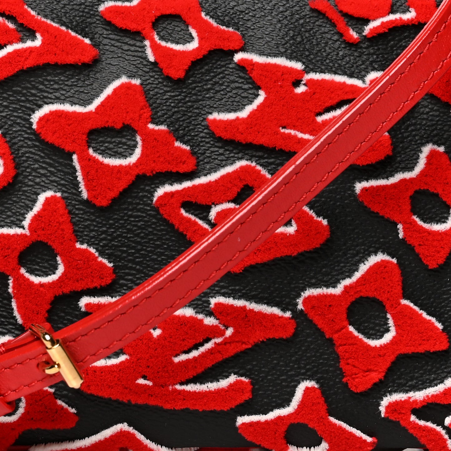 X UF Tufted Monogram Pochette Accessories Black Red