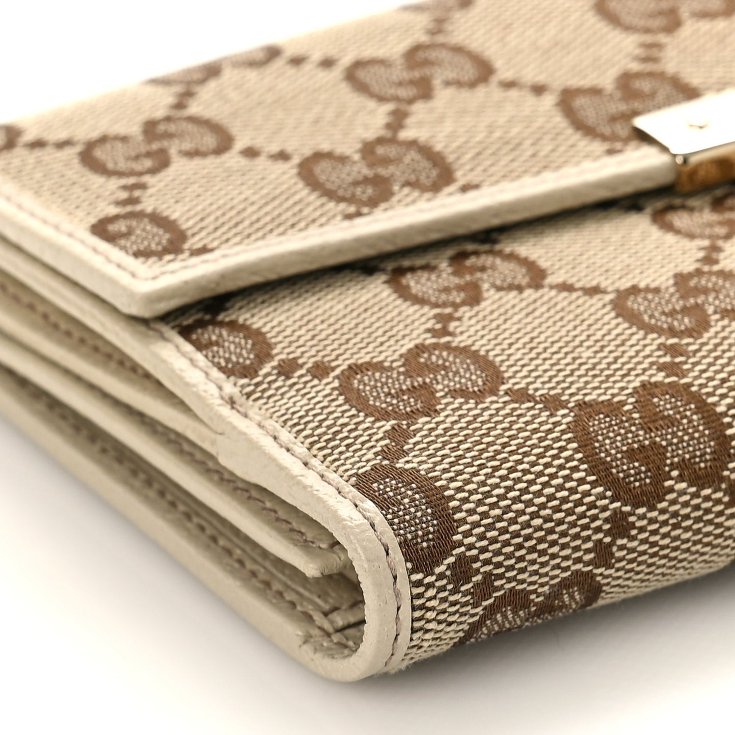 Monogram Metal Bar Continental Flap Wallet Off White