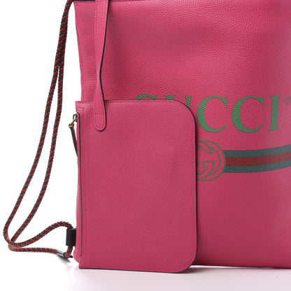 Gucci Grained Calfskin Logo Drawstring Backpack Box Pink Green Black 10 of 12