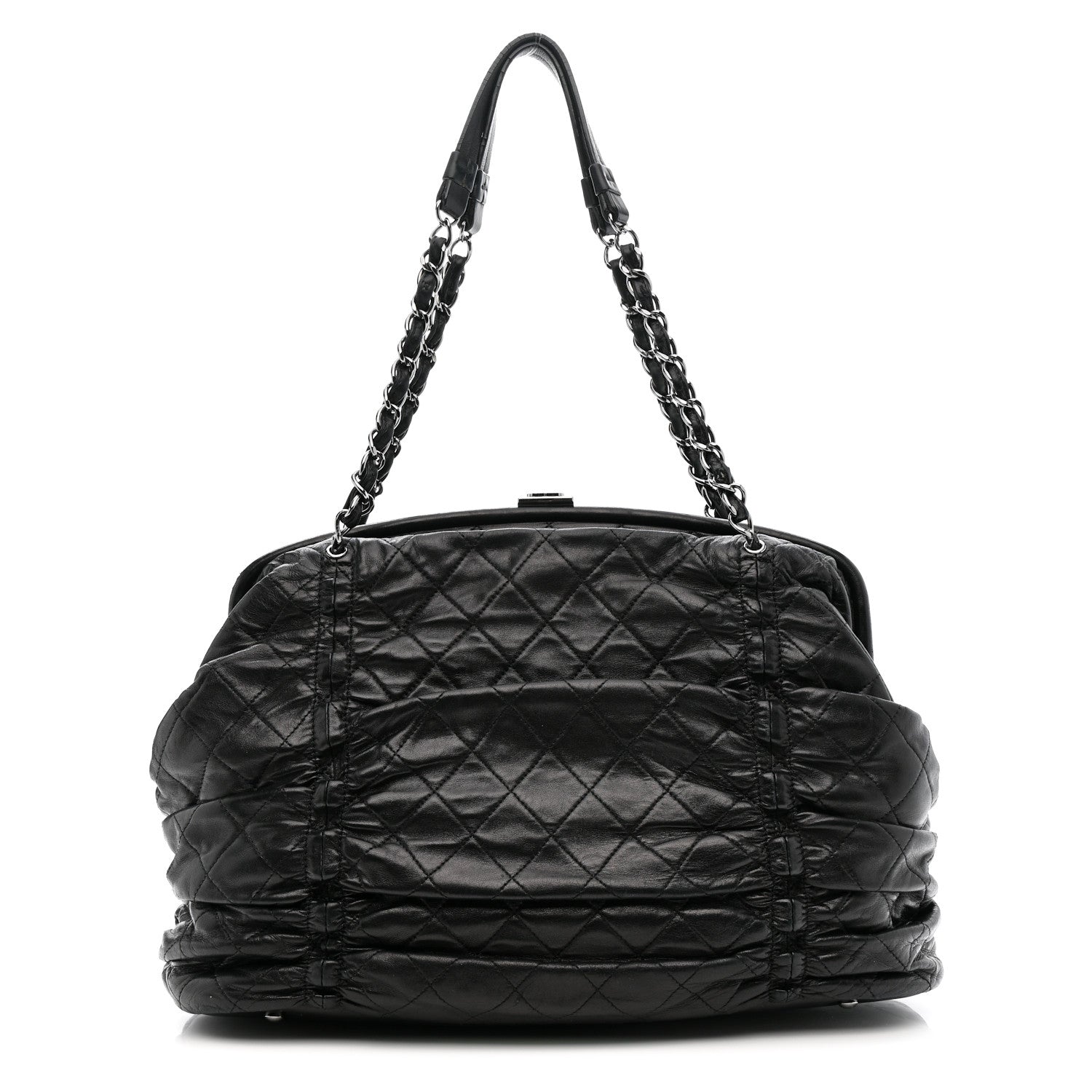 Chanel Lambskin Quilted Sharpei Frame Tote Black 1 of 16