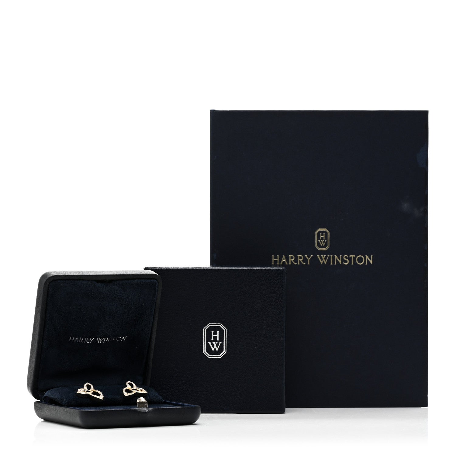 Harry Winston 18K Yellow Gold Diamond Lily Cluster Stud Earrings 8 of 10