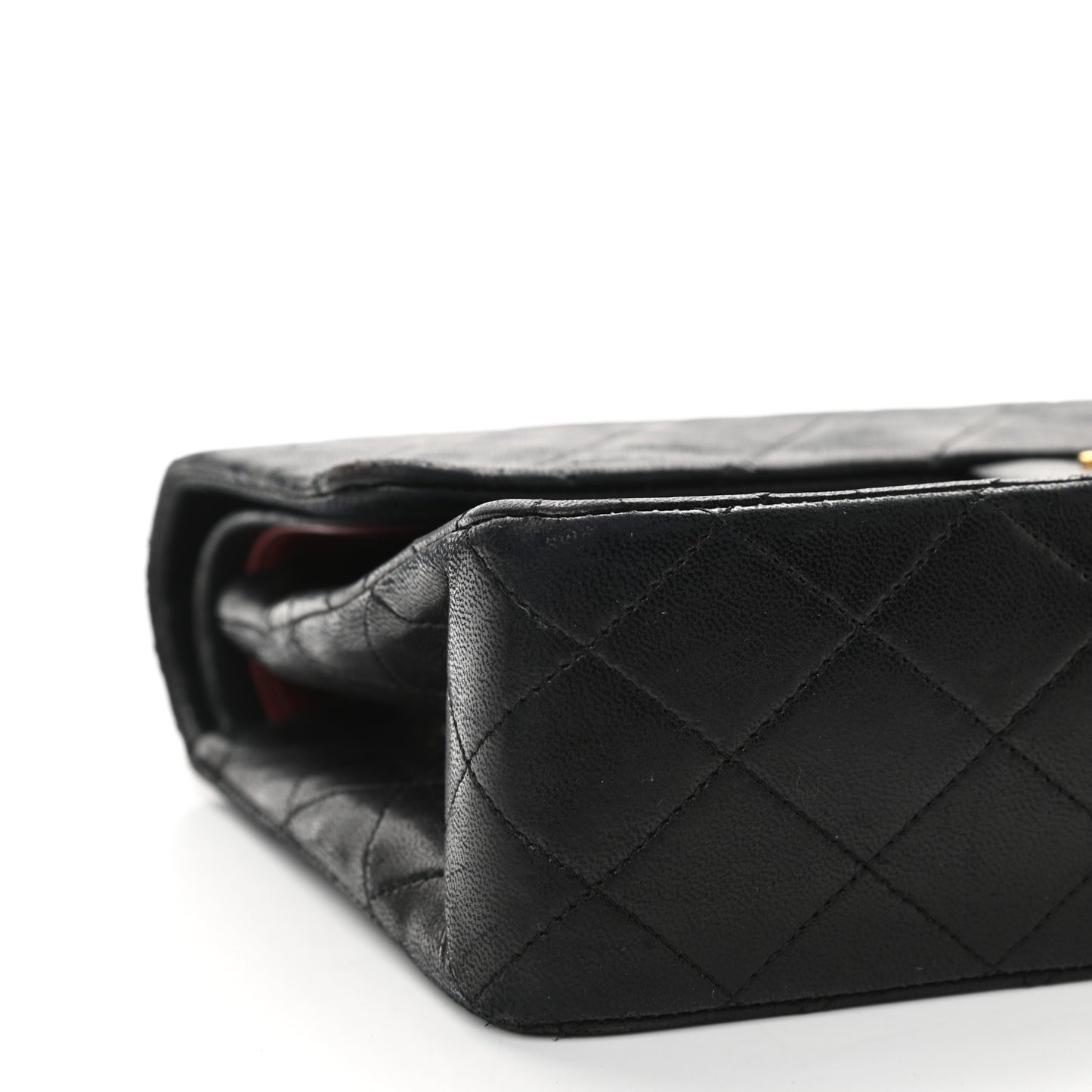 Lambskin Quilted Medium Double Flap Black