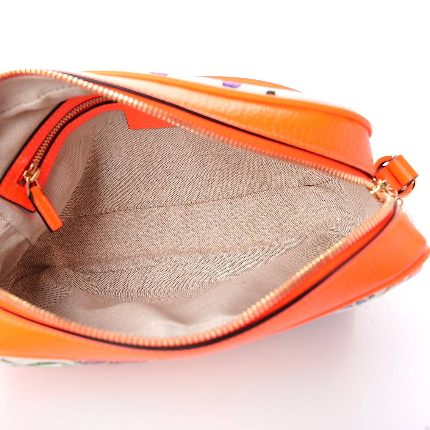Canvas Flora Floral Shoulder Bag White Orange Fluo