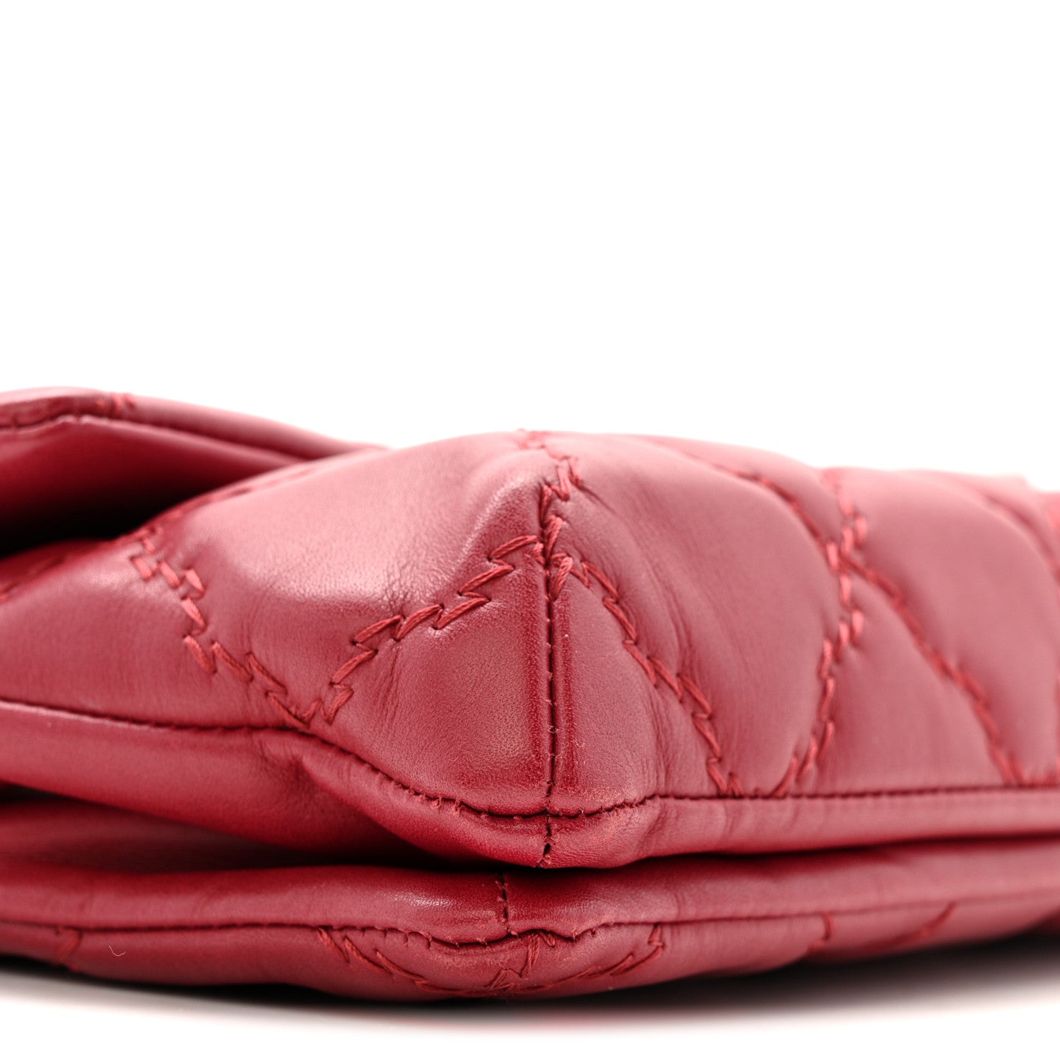 Chanel Calfskin Quilted Double Stitch Hamptons Clutch with Chain Red Red 9 of 14