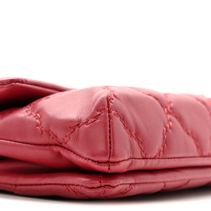 Chanel Calfskin Quilted Double Stitch Hamptons Clutch with Chain Red Red 9 of 14