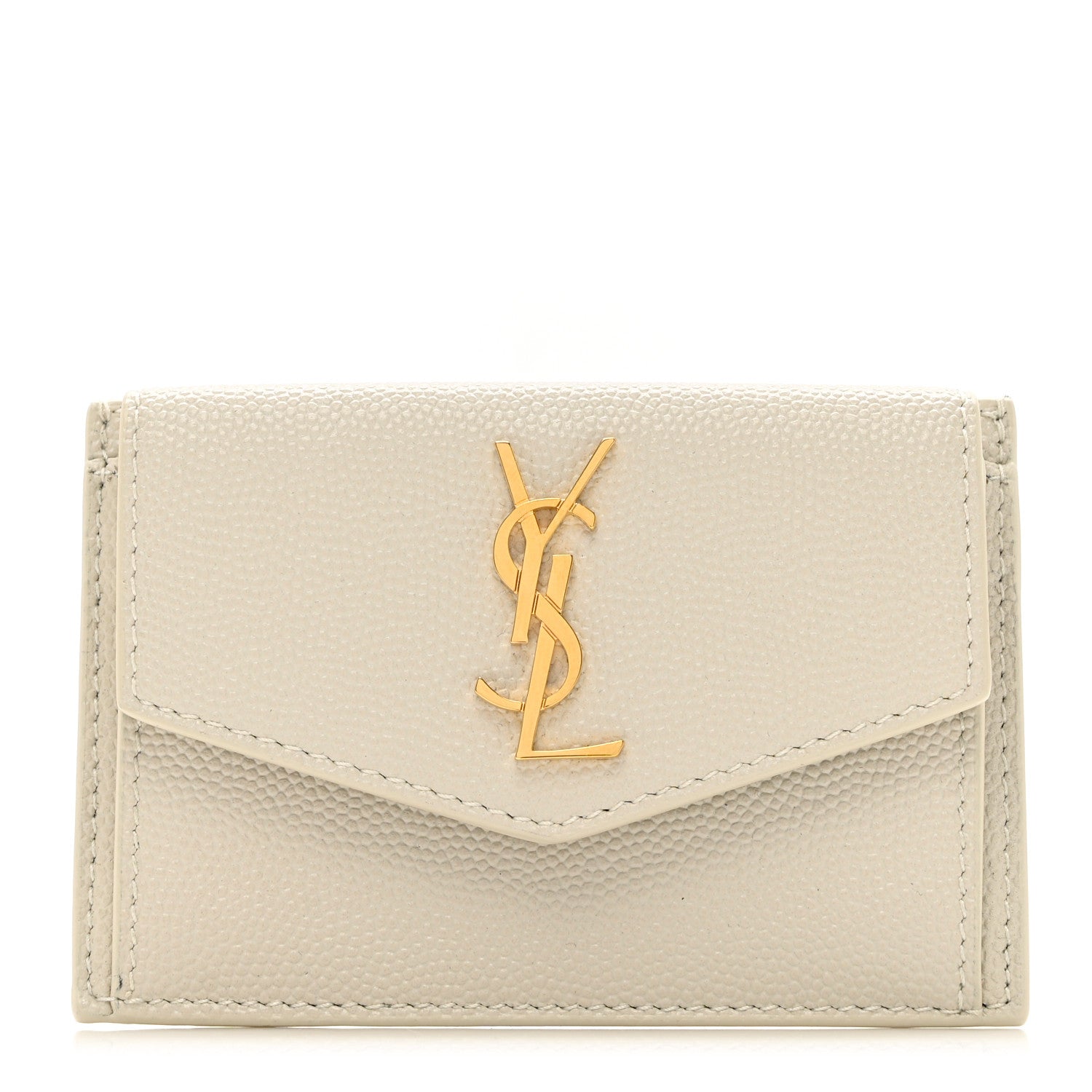 Saint Laurent Grain De Poudre Uptown Monogram Card Case Crema Soft 1 of 6