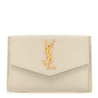 Saint Laurent Grain De Poudre Uptown Monogram Card Case Crema Soft 1 of 6