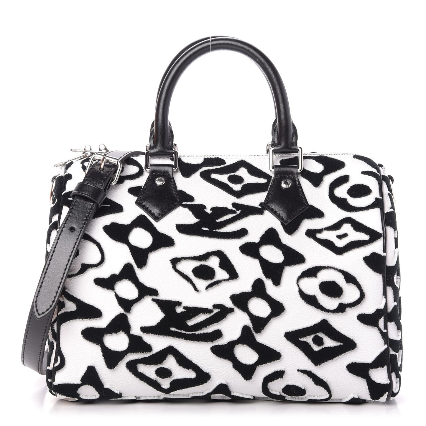 X UF Tufted Monogram Speedy Bandouliere 25 White Black