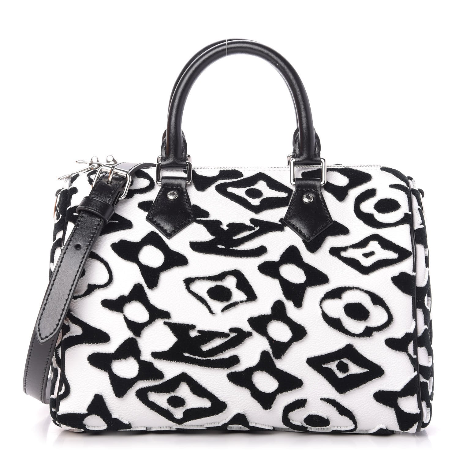 Louis Vuitton X UF Tufted Monogram Speedy Bandouliere 25 White Black 1 of 11