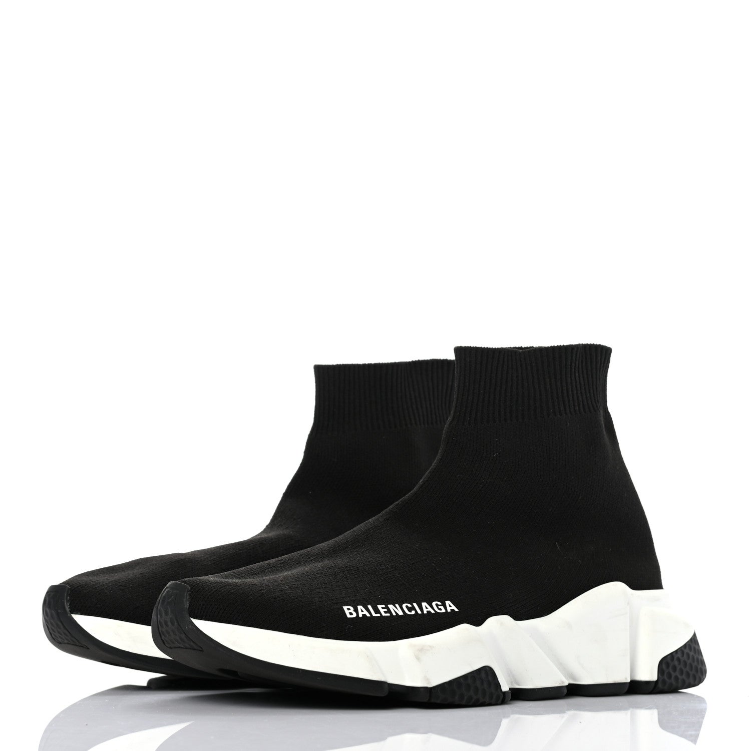 Balenciaga Neoprene Knit Womens Speed Sneakers 35 Black White 3 of 10