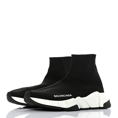 Balenciaga Neoprene Knit Womens Speed Sneakers 35 Black White 3 of 10
