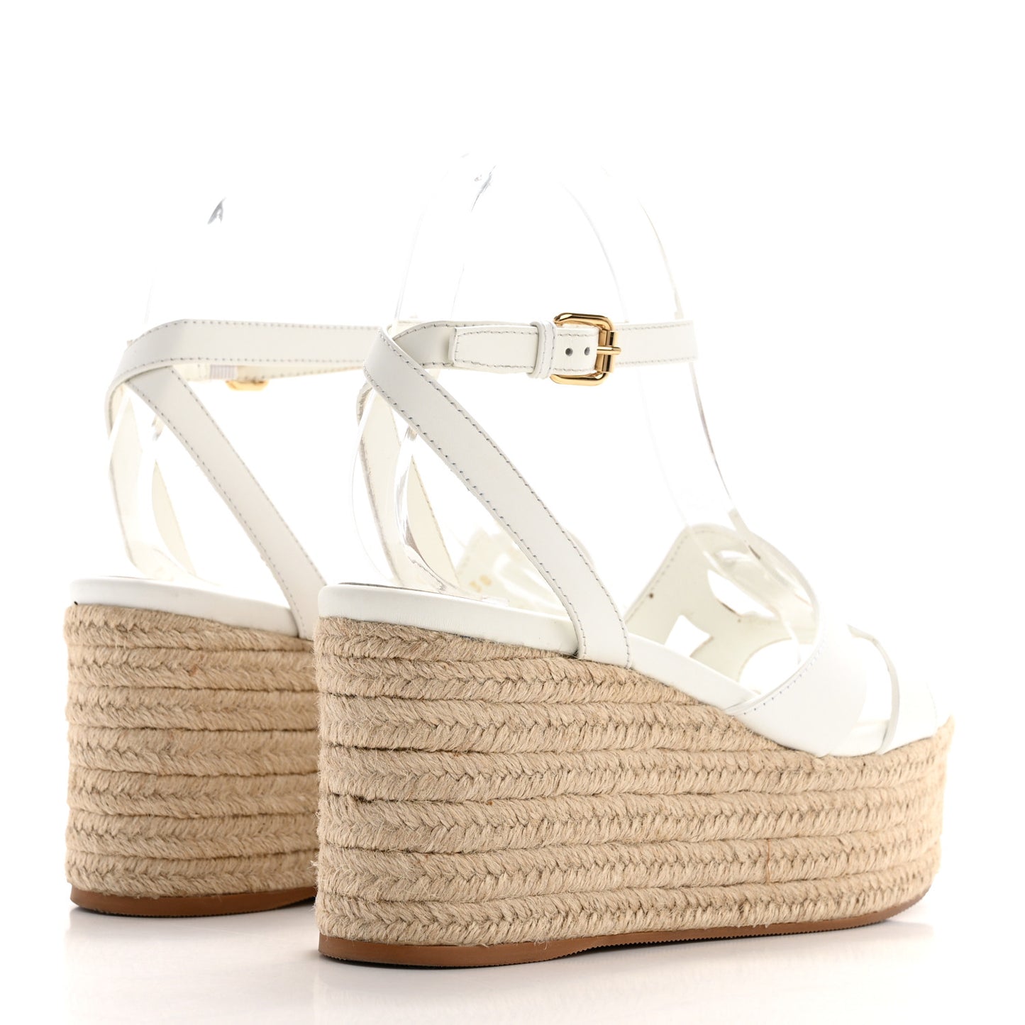 Calfskin LV Isola Espadrille Wedge Sandals 38 White