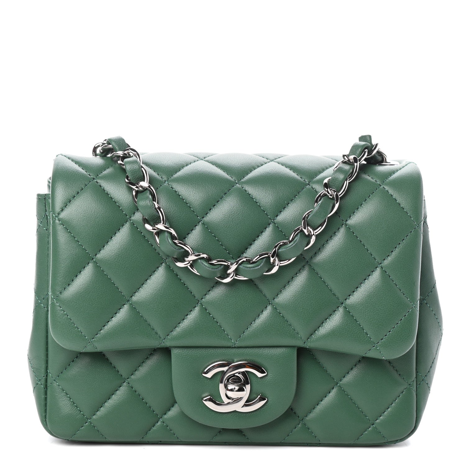 Chanel Lambskin Quilted Mini Square Flap Green 1 of 9