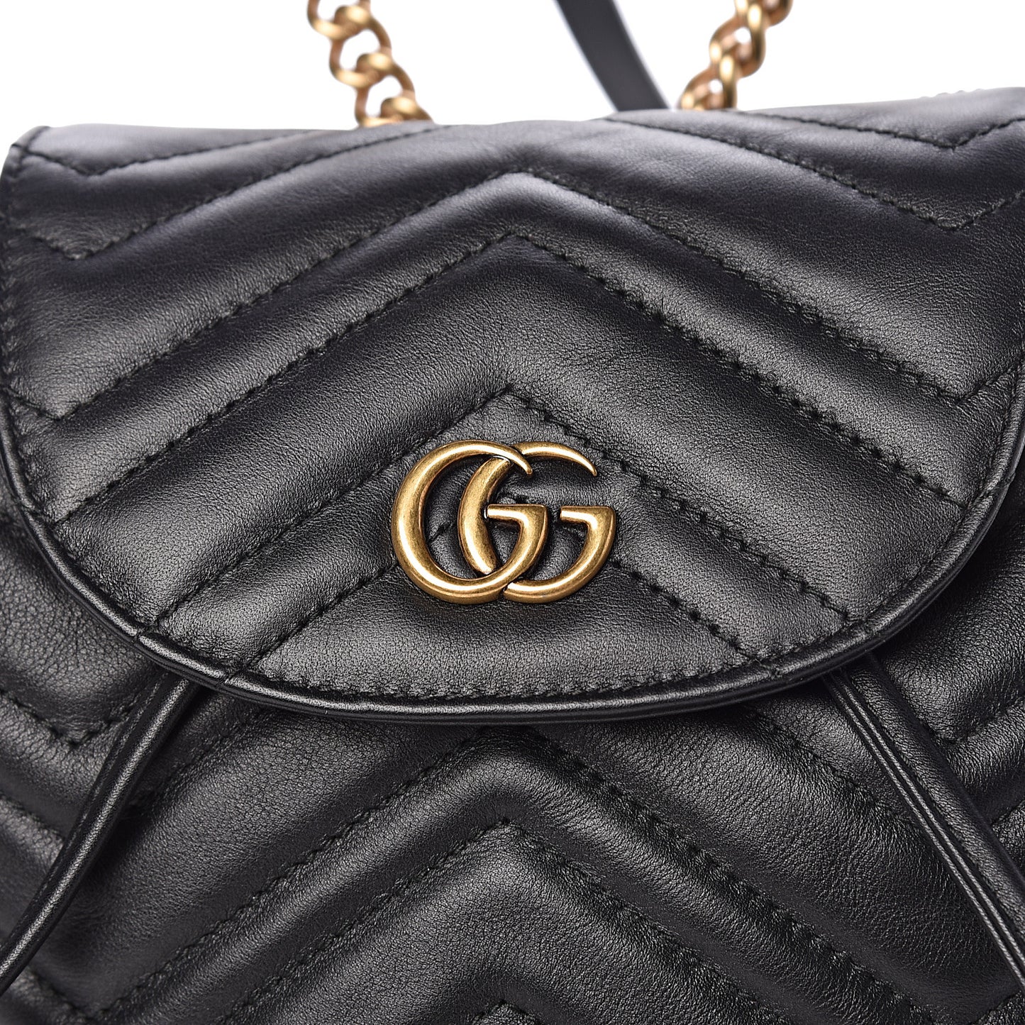 Calfskin Matelasse GG Marmont Flap Backpack Black
