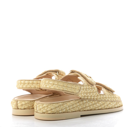 Chanel Braided Fabric Velcro Dad Sandals 38 Beige 4 of 10