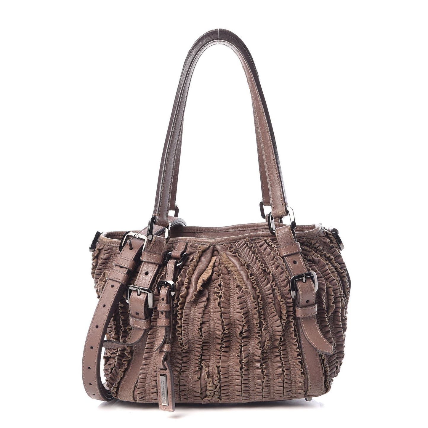 Calfskin Ruffled Medium Lowry Dark Taupe Pink