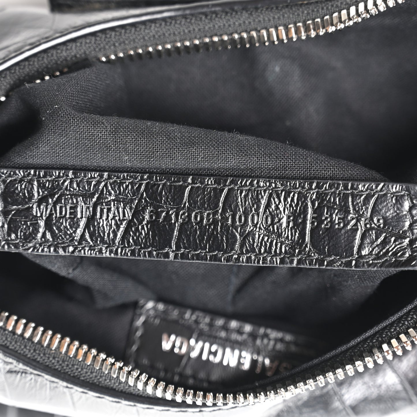 Extra Supple Calfskin Crystal Crocodile Embossed Le Cagole Shoulder Bag XS Black