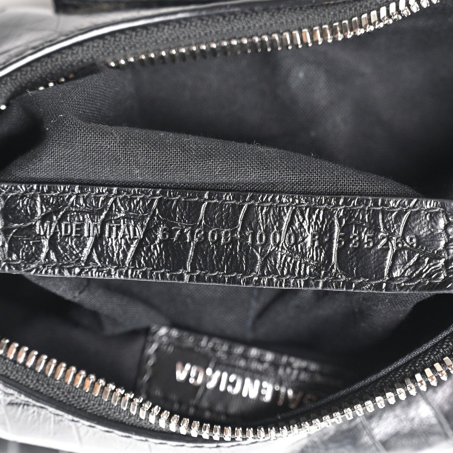 Balenciaga Extra Supple Calfskin Crystal Crocodile Embossed Le Cagole Shoulder Bag XS Black 8 of 11