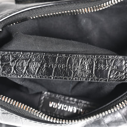 Balenciaga Extra Supple Calfskin Crystal Crocodile Embossed Le Cagole Shoulder Bag XS Black 8 of 11