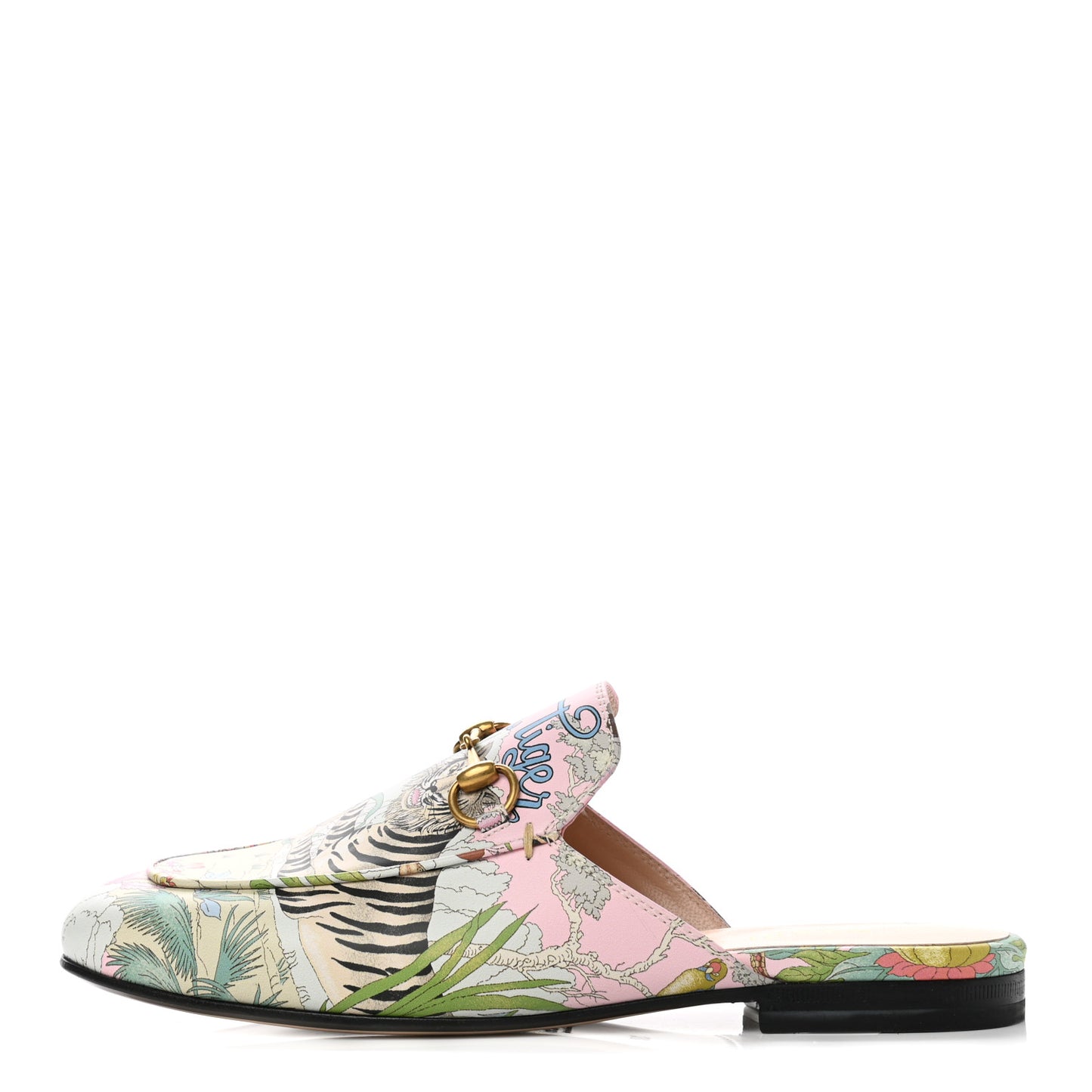 Calfskin Tiger Savanah Womens Princetown Slippers 37 Pink Green