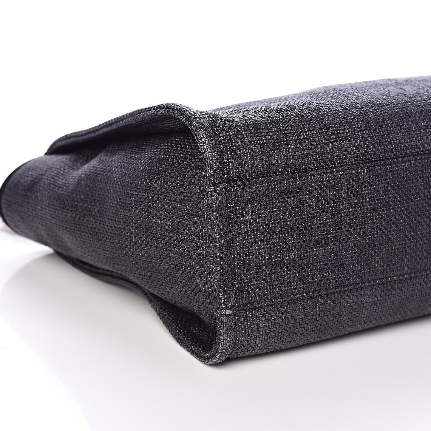 Woven Straw Raffia Small Deauville Tote Black