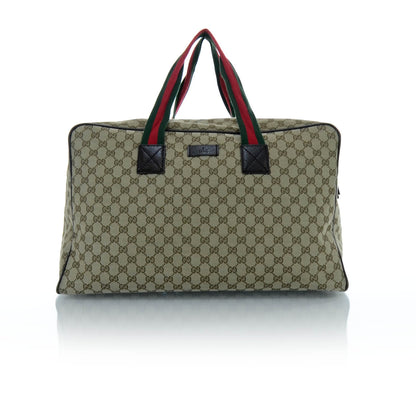 Gucci GG Monogram Web Large Collapsible Carry On Duffle Beige Brown 1 of 11