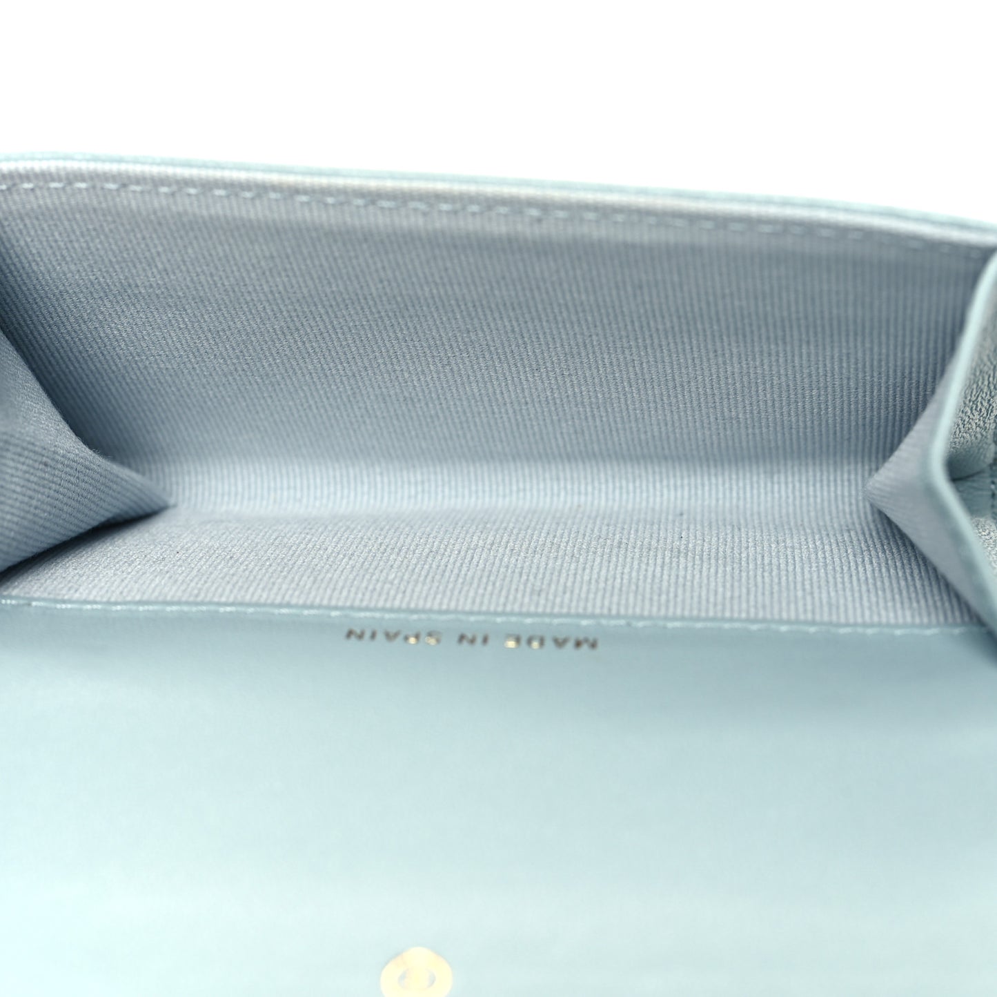 Lambskin Quilted Chanel 19 Flap Card Holder Light Blue