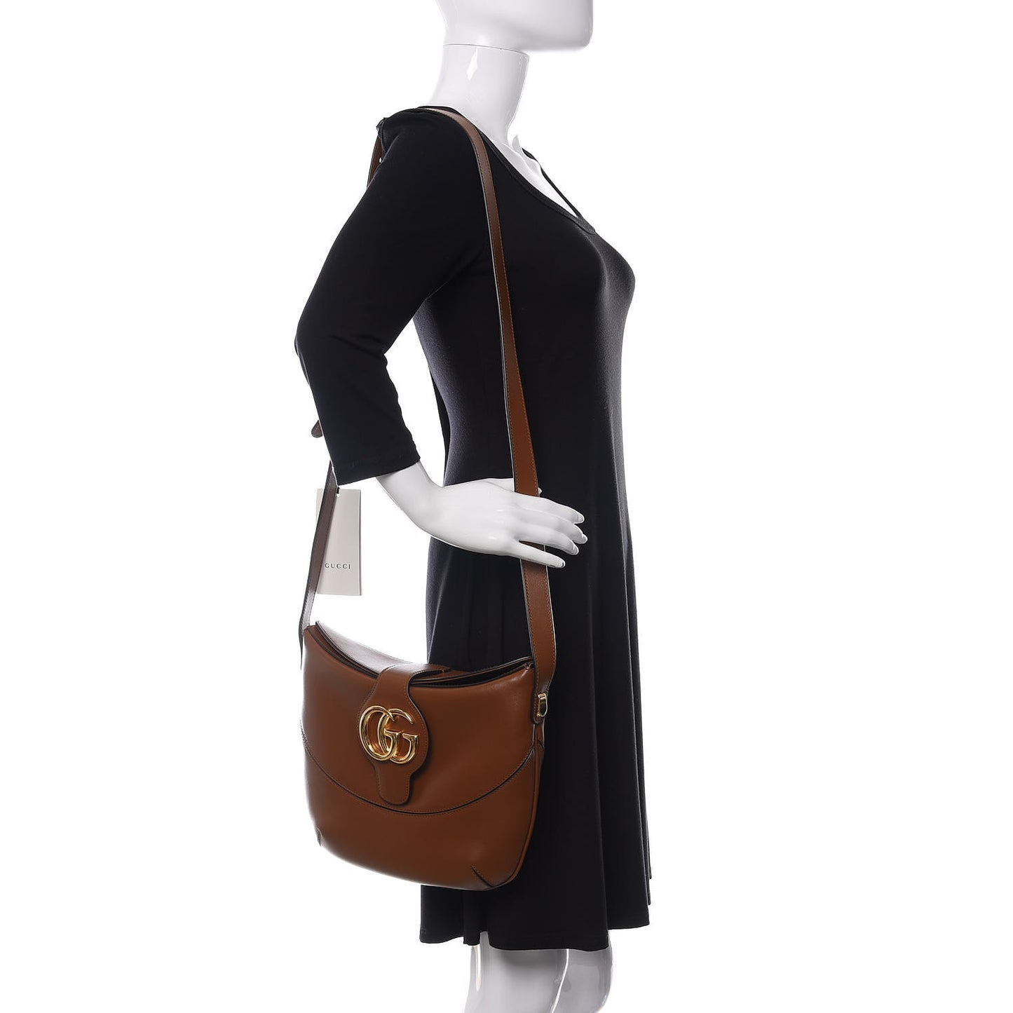 Boarded Plutone Calfskin Medium Arli Shoulder Bag Nocciola