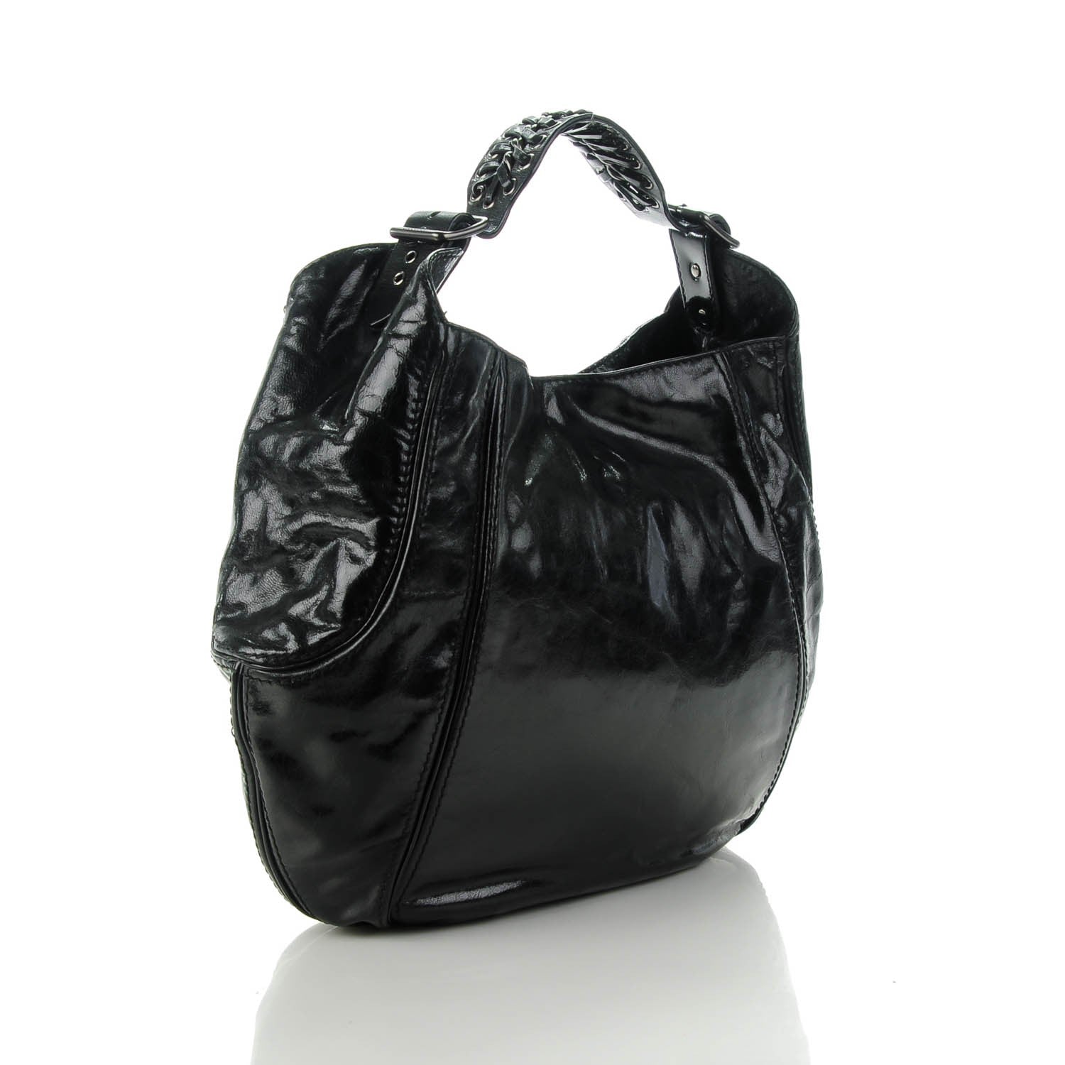 Givenchy Crinkled Patent Lace Up Eclipse Hobo Black 3 of 8