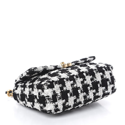 Chanel Tweed Quilted Medium 19 Flap Black Ecru White 3 of 9