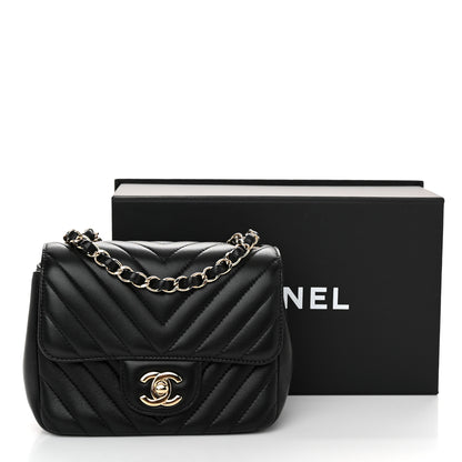 Chanel Lambskin Chevron Quilted Mini Square Flap Black 11 of 11