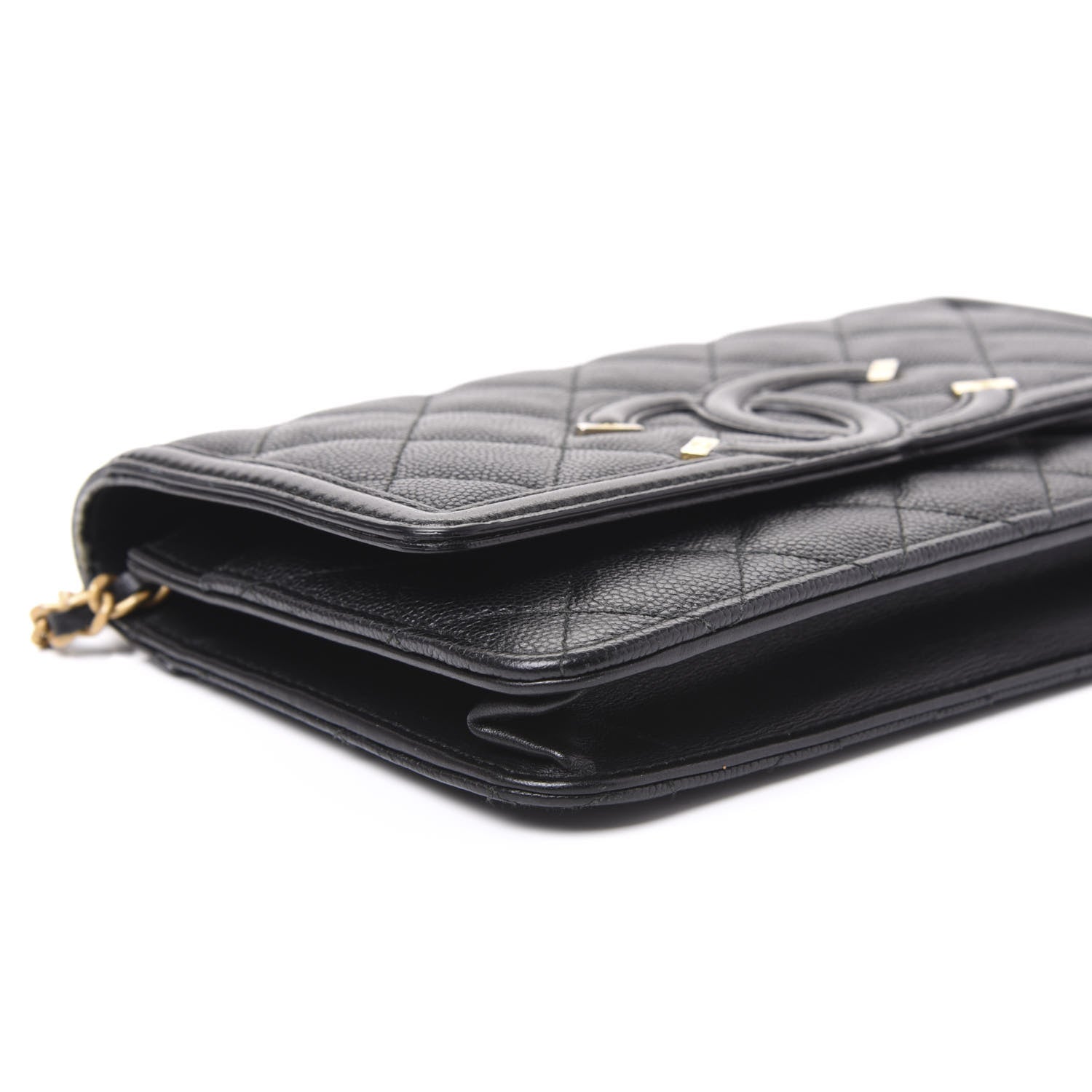 Chanel Caviar Quilted CC Filigree Wallet On Chain WOC Black 5 of 8